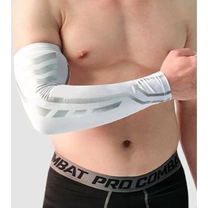 A Pair Sports Wrist Guard Arm Sleeve Outdoor Basketball Badminton Fitness Running Sports Protective Gear  Specification:  L  (White)
