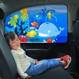 Car Cartoon Magnetic Sunshade Sunscreen Telescopic Collapsible Sunshield  Size:Rear Square(Underwater World)
