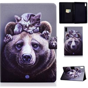 Voor Lenovo Tab M9 Gekleurde Tekening Horizontale Flip Tablet Leather Case (Cat and Bear)