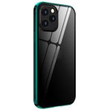 Double Sides Tempered Glass Magnetic Adsorption Metal Frame HD Screen Case For iPhone 12 / 12 Pro(Bright Green)