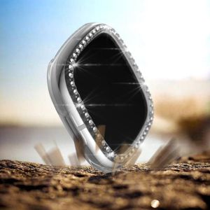 For Fitbit Versa 3 / Versa Sense Single Row Plating Diamonds PC Protective Case(Transparent)