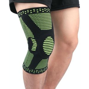 Sports Knee Pads Anti-Collision Support Compression Keep Warm Leg Sleeve Knitting Basketball Running Cycling Protective Gear  Size: XL(Black Green)