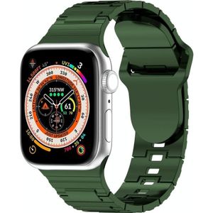 Voor Apple Watch SE 2023 44 mm vierkante gesp Armor Style siliconen horlogeband (plating groen)