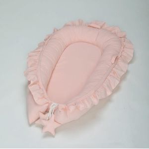 Lace Cotton Baby Uterus Bionic Bed Portable Newborn Bed Mat(Pink)