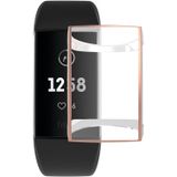 For Fitbit Charge 3 Full Coverage Plating TPU Watch Case(Rose Gold)