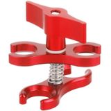 PULUZ Dual Ball Clamp Open Hole Diving Camera Bracket CNC Aluminum Spring Flashlight Clamp for Diving Underwater Photography System(Red)
