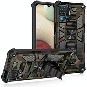 For Samsung Galaxy A42 Camouflage Armor Shockproof TPU + PC Magnetic Protective Case with Holder(Army Green)