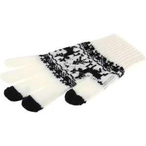 Woven Double Deer Pattern Three Finger Touch Screen Touch Gloves  For iPhone  Galaxy  Huawei  Xiaomi  HTC  Sony  LG and other Touch Screen Devices(White)