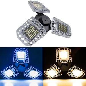 60W LED Industrial Mining Light Waterproof Light Sensor Folding Tri-Leaf Garage Lamp(Warm White Light)