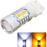 2PCS T25 10W 700LM Yellow + White Light Dual Wires 20-LED SMD 5630 Car Brake Light Lamp Bulb  Constant Current  DC 12-24V