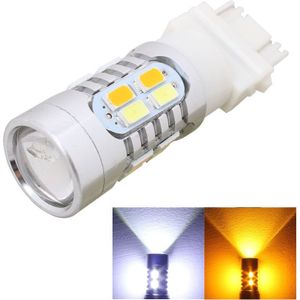 2PCS T25 10W 700LM Yellow + White Light Dual Wires 20-LED SMD 5630 Car Brake Light Lamp Bulb  Constant Current  DC 12-24V