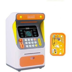 Simulation Face Recognition ATM Cash Deposit Box Simulation Password Automatic Rolling Money Safe Deposit Box  Colour: Orange (Charging Version)
