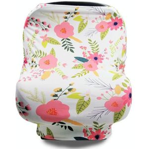 Multifunctional Enlarged Stroller Windshield Breastfeeding Towel Baby Seat Cover(Leaf Flowers)