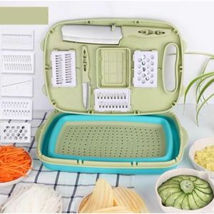 9 in 1 Folding Cutting Board Plastic Multi Function Household Cutting Board Keuken Antibacterile Meeldauw Snijplank Snijmes Set (Hol Groen)