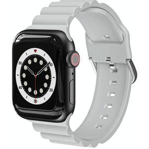 Business B stijl siliconen horlogeband voor Apple Watch Series 6 & se & 5 & 4 44mm / 3 & 2 & 1 42mm (lichtgrijs)