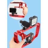 Diving Dual Handheld Grip Bracket Stabilizer Extension Phone Clamp Camera Rig Cage Underwater Case for GoPro HERO9 /8 /7  Colour: Red Bracket + Shutter