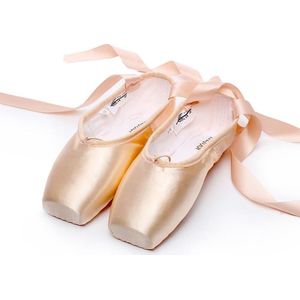 Ballet Lace Pointe Schoenen Professionele Platte Dansschoenen  Maat: 40 (Satijn naakt)