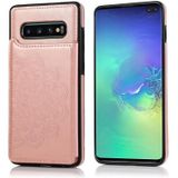 Voor Samsung Galaxy S10 Plus Double Buckle Mandala Patroon PU+TPU Beschermhoes met kaartslots & houder & fotoframe (Rose Gold)