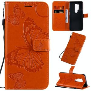 Voor OnePlus 8 Pro 3D Vlinders Embossing Patroon Horizontale Flip Lederen Hoes met Houder & Card Slot & Wallet & Lanyard(Orange)