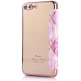 Bronzing Plating PU + TPU Horizontal Flip Leather Case with Holder & Card Slot For iPhone 8 Plus & 7 Plus(Pink Purple)