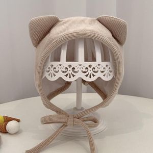 MZ9853 Baby Cartoon Animal Ears Shape Skullcap Cotton Keep Warm and Windproof Hat  Size: Suitable for 0-12 Months  Style:Double Ears(Beige)