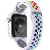 For Apple Watch Series 6 & SE & 5 & 4 40mm / 3 & 2 & 1 38mm Rainbow Sport Watchband (White)
