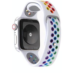 For Apple Watch Series 6 & SE & 5 & 4 40mm / 3 & 2 & 1 38mm Rainbow Sport Watchband (White)