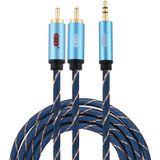 EMK 3.5mm Jack Male to 2 x RCA Male Gold Plated Connector Speaker Audio Cable  Cable Length:2m(Dark Blue)