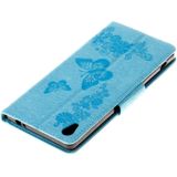 For Sony Xperia XA Ultra Butterflies Embossing Horizontal Flip Leather Case with Holder & Card Slots & Wallet & Lanyard(Blue)