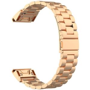 For Garmin Fenix5/Forerunner935/Garmin Approach S60 Stainless Steel Three Strains Of Metal Replacement Quick Release Strap(rose gold)