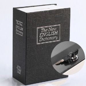 Simulation English Dictionary Book Safe Piggy Bank Creative Bookshelf Decoration  Trumpet Key Version  Color:Black