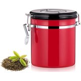 1200ml Stainless Steel Sealed Food Coffee Grounds Bean Storage Container with Built-in CO2 Gas Vent Valve & Calendar (Red)