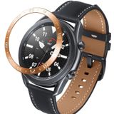 Voor Samsung Galaxy Watch 3 45mm Smart Watch Steel Bezel Ring  een versie (Rose Gold Ring White Letter)