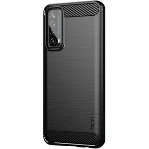 For Huawei P Smart 2021 / Y7A MOFI Gentleness Series Brushed Texture Carbon Fiber Soft TPU Case(Black)