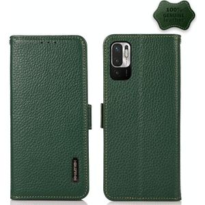 Voor Xiaomi Redmi Note 10 JP Versie Khazneh Side-Magnetic Litchi Echt leer RFID-telefooncase