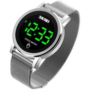 SKMEI 1668 Round Dial LED Digital Display Electronic Watch with Touch Luminous Button(Silver)