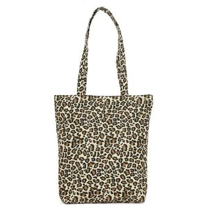 Leisure Fashion Leopard Print Canvas Shoulder Bag Handbag (Yellow)