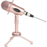 Yanmai Y20 Professional Game Condenser Microphone  with Tripod Holder  Cable Length: 1.8m  Compatible with PC and Mac for  Live Broadcast Show  KTV  etc.(Rose Gold)