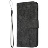 For Samsung Galaxy A5 (2017) Skin Feel Embossed Sunflower Horizontal Flip Leather Case with Holder & Card Slots & Wallet & Lanyard(Black)