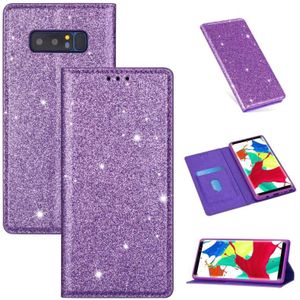 For Samsung Galaxy Note 8 Ultrathin Glitter Magnetic Horizontal Flip Leather Case with Holder & Card Slots(Purple)