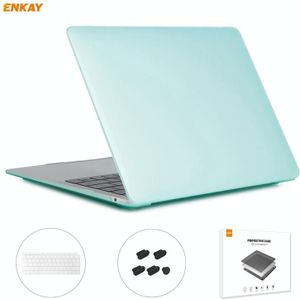 ENKAY 3 in 1 Matte Laptop Protective Case + US Version TPU Keyboard Film + Anti-dust Plugs Set for MacBook Air 13.3 inch A1932 (2018)(Green)