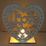 2 PCS Creative Heart Shaped Wooden Decoration Romantic Wooden Sign LED Candle Light(JM01455)