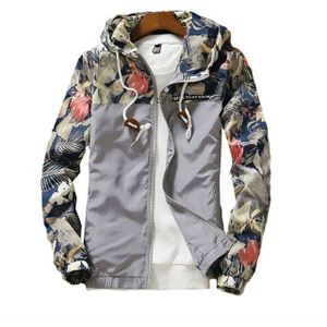 Floral Bomber Jacket Men Hip Hop Slim Fit Flowers Pilot Bomber Jacket Coat Men's Hooded Jackets  Size: L(Silver)