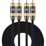 EMK 2 x RCA Male to 2 x RCA Male Gold Plated Connector Nylon Braid Coaxial Audio Cable for TV / Amplifier / Home Theater / DVD  Cable Length:5m(Black)
