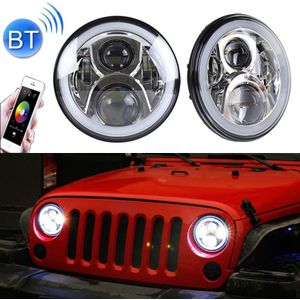 2 PCS 7 inch DC12V 6000K-6500K 50W Car LED Headlight Cree Lamp Beads for Jeep Wrangler / Harley  Support APP + Bluetooth Control(Silver)