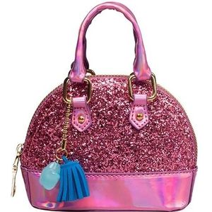 Cute Leather Shoulder Bag Messenger Bag Girls Solid Color Mini Zip Small Square Bag Tote Bag(Pink)