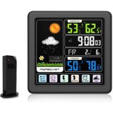 TS-3310 Wireless Weather Clock Multifunctional Color Screen Clock Creative Home Touch Screen Thermometer Black