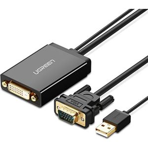 UGREEN MM119 1080P Full HD VGA to DVI (24+1) Male to Female Adapter Cable for Computer  PC  Laptop  HDTV  Projector  DVD Graphics Card and More VGA / DVI Enabled Devices  Cable Length: 50cm