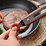 2 PCS Stainless Steel Silicone Food Spatula Food Clip Barbecue Steak Clip Barbecue Baking Tool  Size: 9 Inch (Random Color Delivery)
