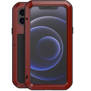 LOVE MEI Metal Shockproof Waterproof Dustproof Protective Case For iPhone 12 mini(Red)